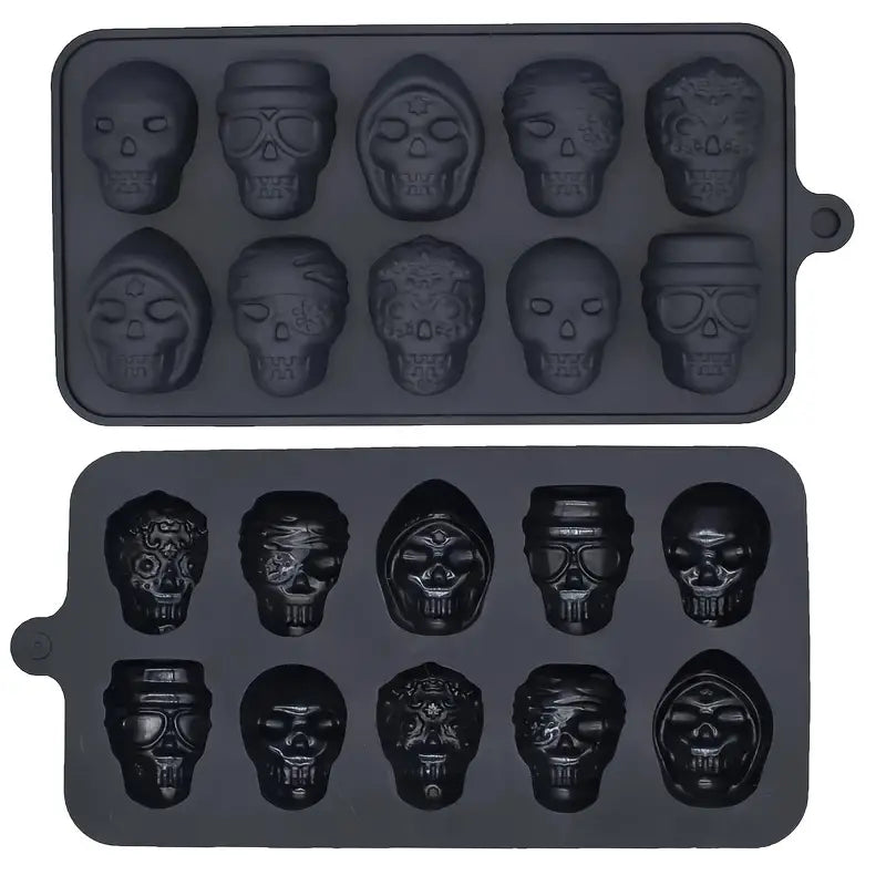 1pc Ice Cube Mold, Silicone Skull Ice Cube Tray, Multifunctional Chocolate Mold, Mold for Pudding, Jelly, Candy, Whiskey Ice Cube Tray, Freezer Cocktail Ice Trays for Whiskey, Kitchen Accessories, Apartment Necessities, Party Supplies