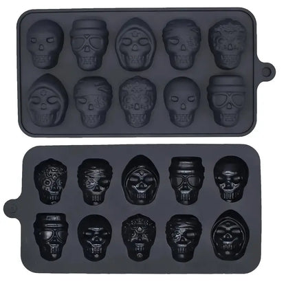 1pc Ice Cube Mold, Silicone Skull Ice Cube Tray, Multifunctional Chocolate Mold, Mold for Pudding, Jelly, Candy, Whiskey Ice Cube Tray, Freezer Cocktail Ice Trays for Whiskey, Kitchen Accessories, Apartment Necessities, Party Supplies