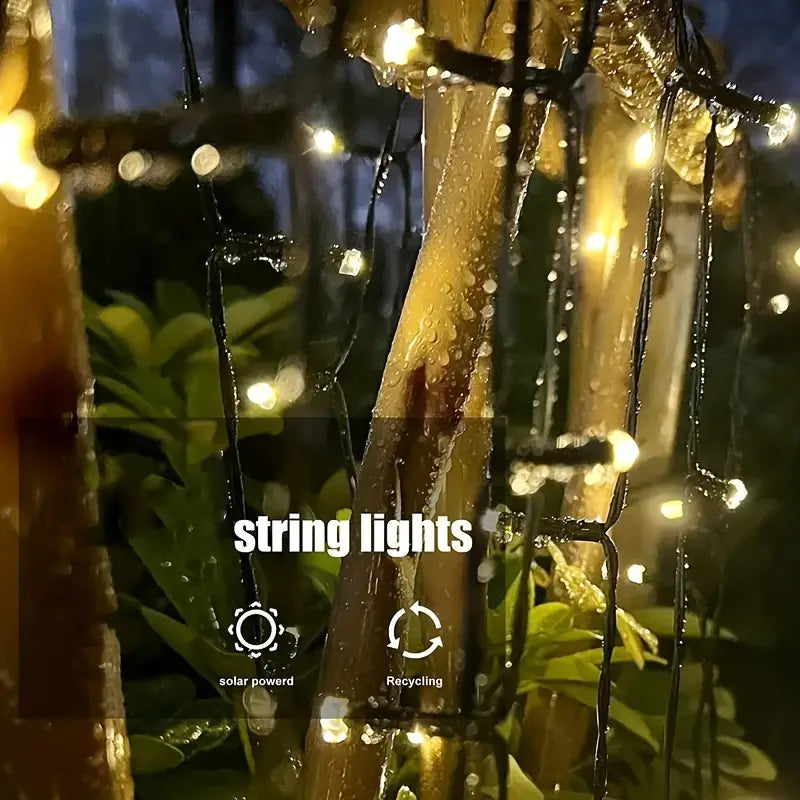 Solar powered outdoor light strings: 100 lights/1200cm or 200 lights/2200cm for garden, terrace, party and Christmas decorations