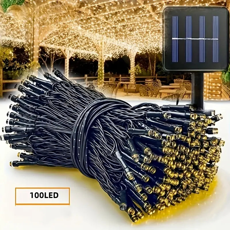 Solar powered outdoor light strings: 100 lights/1200cm or 200 lights/2200cm for garden, terrace, party and Christmas decorations