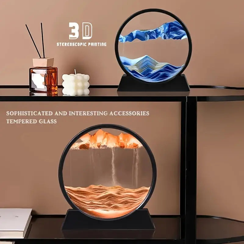 Stress Relief 3D Glass Hourglass Art - Deep Sea Sand Scene for Office & Bedroom Decor, Perfect Gift for Holidays, No Power Required