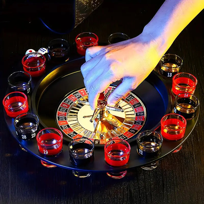 16 Cup Roulette Drinking Game Set - Perfect for Bars, Nightclubs & KTV Parties - Durable Plastic