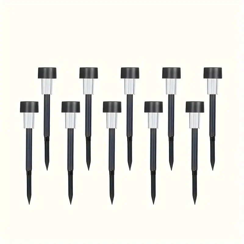 10pcs Black Outdoor Solar Lawn Lamps, Garden Decoratives Night Lights, 1LED Outdoor Aquatic Smart Light Control, Patio Lamp Suitable for Garden, Park Block, Villa Decoration and More