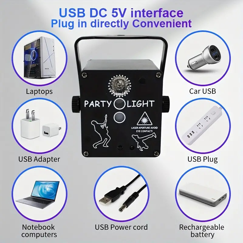 Single USB 3 in 1 LED Stage Lights Strobe Lights Disco Lights RGB Projector Party Lights with Remote Bar Birthday Christmas Club Environment Dance Club Holiday Event Xmas April Fool's Day Wedding Mother's Day Flashing