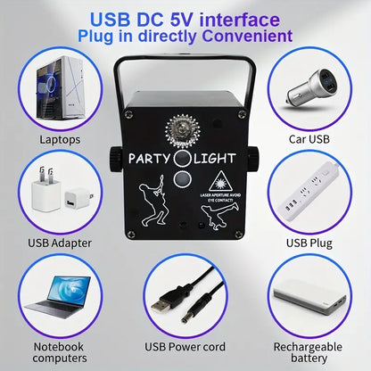 Single USB 3 in 1 LED Stage Lights Strobe Lights Disco Lights RGB Projector Party Lights with Remote Bar Birthday Christmas Club Environment Dance Club Holiday Event Xmas April Fool's Day Wedding Mother's Day Flashing