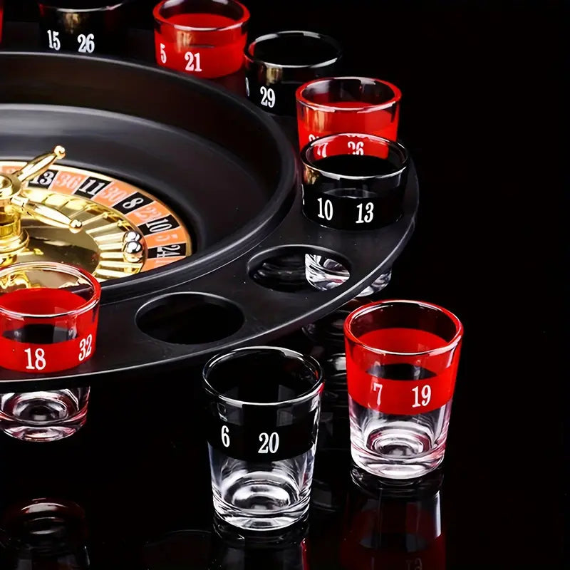 16 Cup Roulette Drinking Game Set - Perfect for Bars, Nightclubs & KTV Parties - Durable Plastic