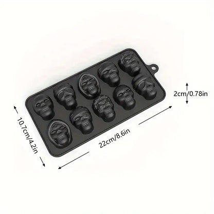 1pc Ice Cube Mold, Silicone Skull Ice Cube Tray, Multifunctional Chocolate Mold, Mold for Pudding, Jelly, Candy, Whiskey Ice Cube Tray, Freezer Cocktail Ice Trays for Whiskey, Kitchen Accessories, Apartment Necessities, Party Supplies