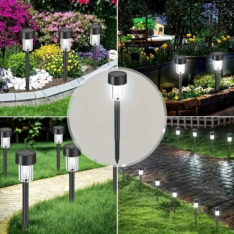 10pcs Black Outdoor Solar Lawn Lamps, Garden Decoratives Night Lights, 1LED Outdoor Aquatic Smart Light Control, Patio Lamp Suitable for Garden, Park Block, Villa Decoration and More