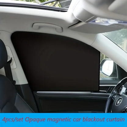 4-Piece Magnetic Car Sunshade Set - UV Protection & Heat Insulation, Durable Vinyl Coating, Wireless Design