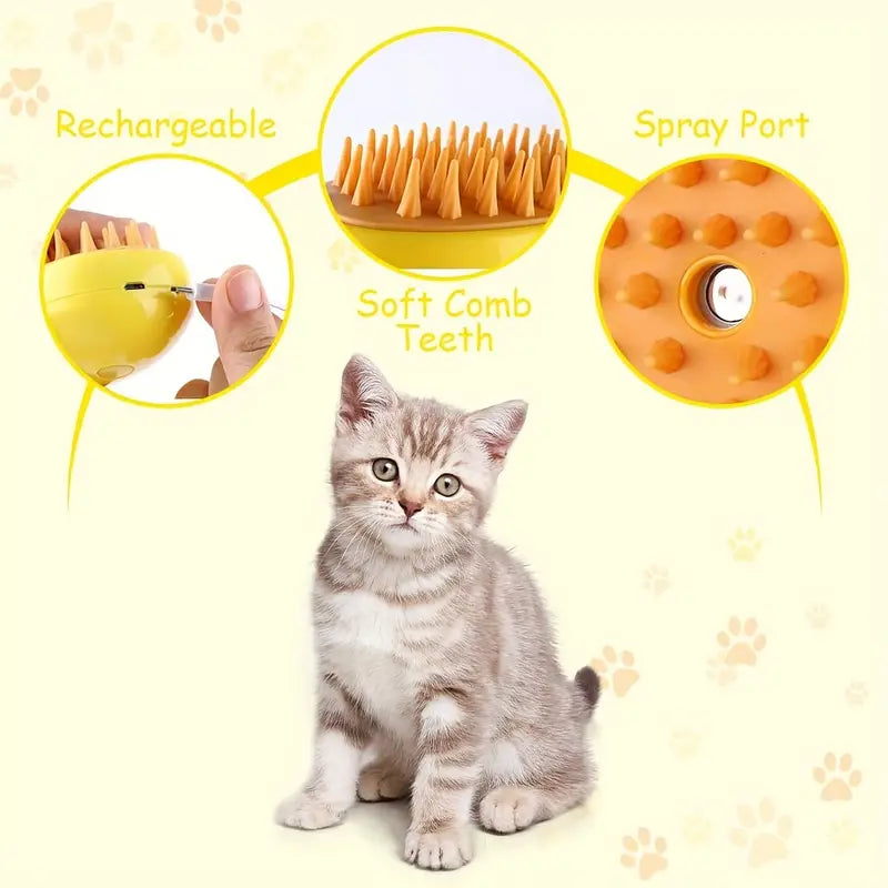 Cleaning and Massage Combs, Rechargeable Cat Comb Floating Hair Removal Comb, Pet Grooming Cat Hair Grooming Brush Pet Steam Brush for Cats and Dogs Electric Spray Massager to Detangle Hair and Remove Shedding