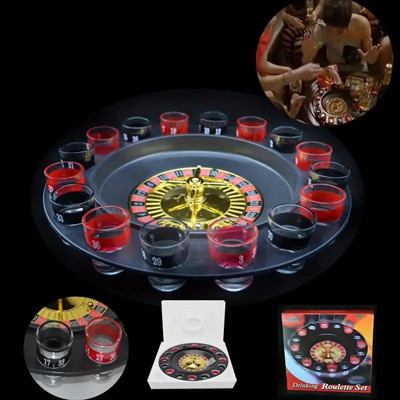 16 Cup Roulette Drinking Game Set - Perfect for Bars, Nightclubs & KTV Parties - Durable Plastic