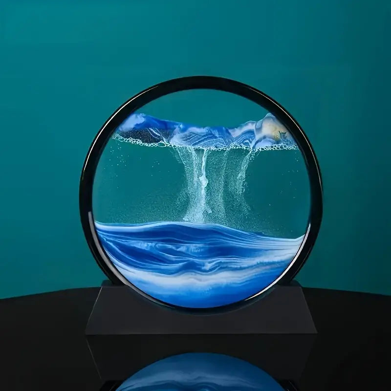 Stress Relief 3D Glass Hourglass Art - Deep Sea Sand Scene for Office & Bedroom Decor, Perfect Gift for Holidays, No Power Required