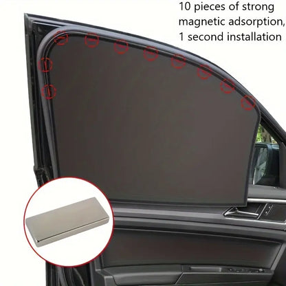 4-Piece Magnetic Car Sunshade Set - UV Protection & Heat Insulation, Durable Vinyl Coating, Wireless Design