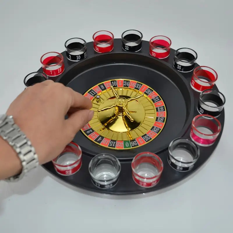 16 Cup Roulette Drinking Game Set - Perfect for Bars, Nightclubs & KTV Parties - Durable Plastic