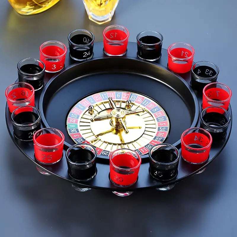 16 Cup Roulette Drinking Game Set - Perfect for Bars, Nightclubs & KTV Parties - Durable Plastic