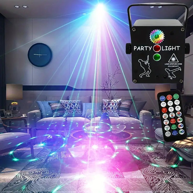 Single USB 3 in 1 LED Stage Lights Strobe Lights Disco Lights RGB Projector Party Lights with Remote Bar Birthday Christmas Club Environment Dance Club Holiday Event Xmas April Fool's Day Wedding Mother's Day Flashing