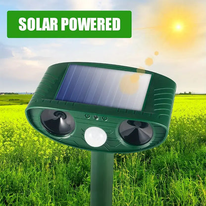 Solar Powered Ultrasonic Animal Repeller - Outdoor Pest Control with Motion Sensor for Cats, Deer, Squirrels & Raccoons