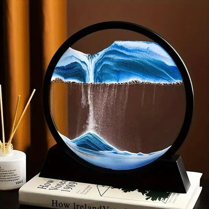 Stress Relief 3D Glass Hourglass Art - Deep Sea Sand Scene for Office & Bedroom Decor, Perfect Gift for Holidays, No Power Required