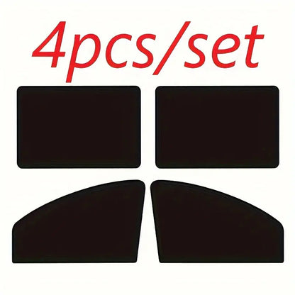 4-Piece Magnetic Car Sunshade Set - UV Protection & Heat Insulation, Durable Vinyl Coating, Wireless Design