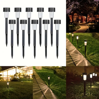 10pcs Black Outdoor Solar Lawn Lamps, Garden Decoratives Night Lights, 1LED Outdoor Aquatic Smart Light Control, Patio Lamp Suitable for Garden, Park Block, Villa Decoration and More